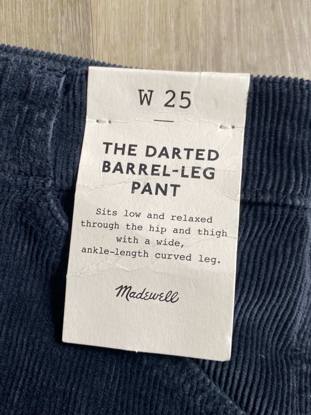 Madewell Women's Corduroy Barrel Leg Pants - Blue - Picture 2 of 7